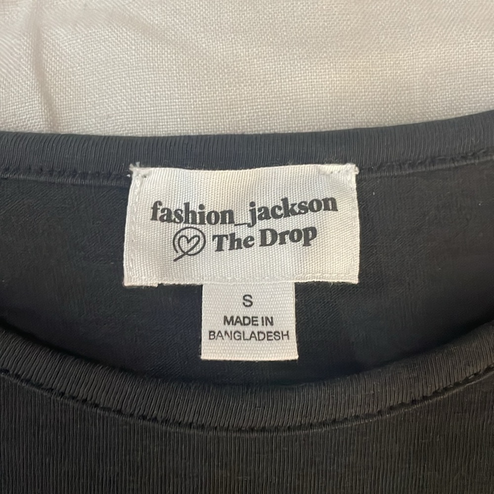 The Drop Women's Black Combined Fabric Pleated Puff-Sleeve Top sz S - Picture 8 of 9